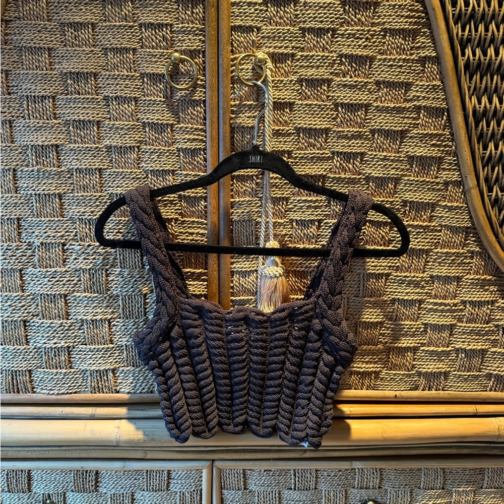 Zara Brown Crochet Crop Top